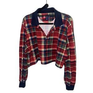 Ralph Lauren Plaid Collared Cropped Top